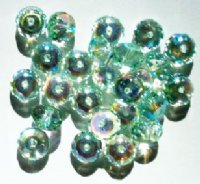 25 6x8mm Faceted Light Green AB Donut Beads